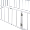 Twin Size Metal Floor Bed Frame With Fence And Door, White White Metal