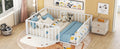 Full Size Metal Floor Bed Frame With Fence And Door, White White Metal