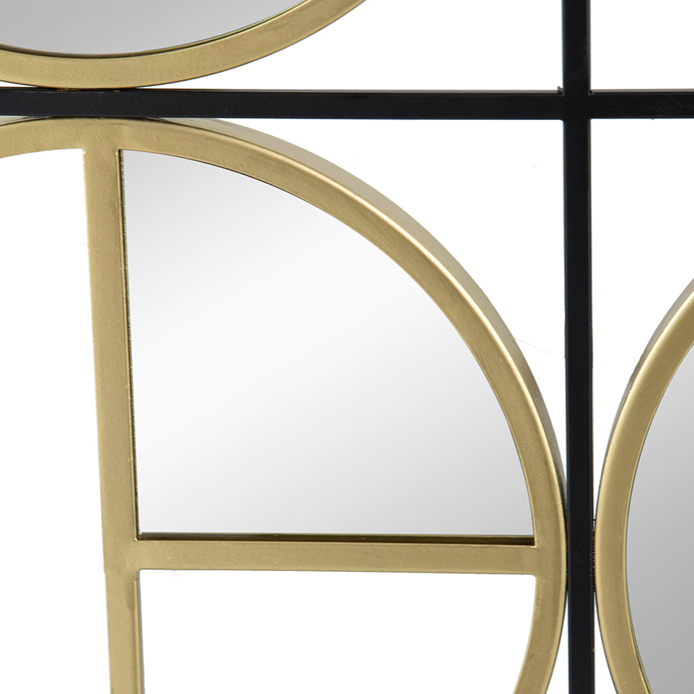 35.6" In Eclectic Styling Metal Beaded Black Wall Mirror With Contemporary Design For Bedroom,Liveroom & Entryway Golden Black Iron