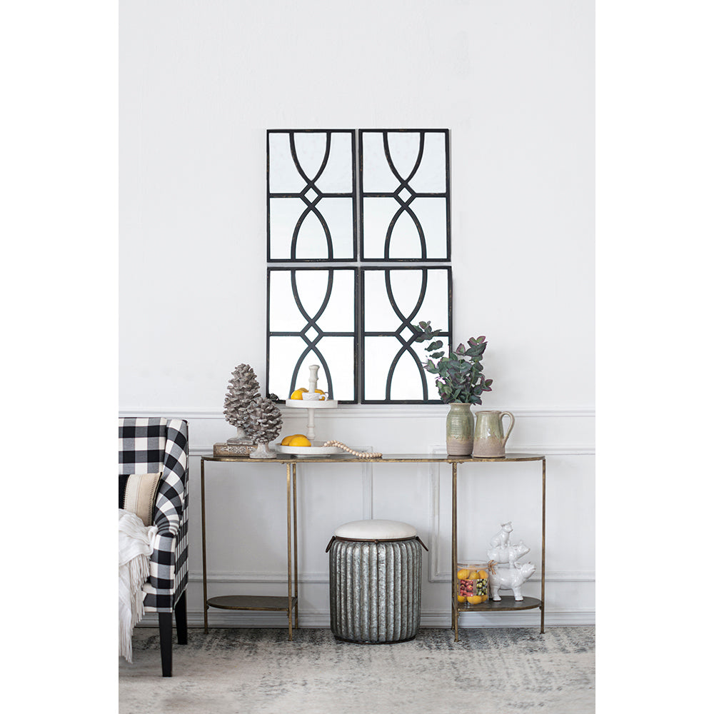 16" X 23" Rectangular Wooden Wall Mirror With Antique Black Frame, Vertical Or Horizontal Home Decor For Living Room, Set Of 2 Black Wood Glass