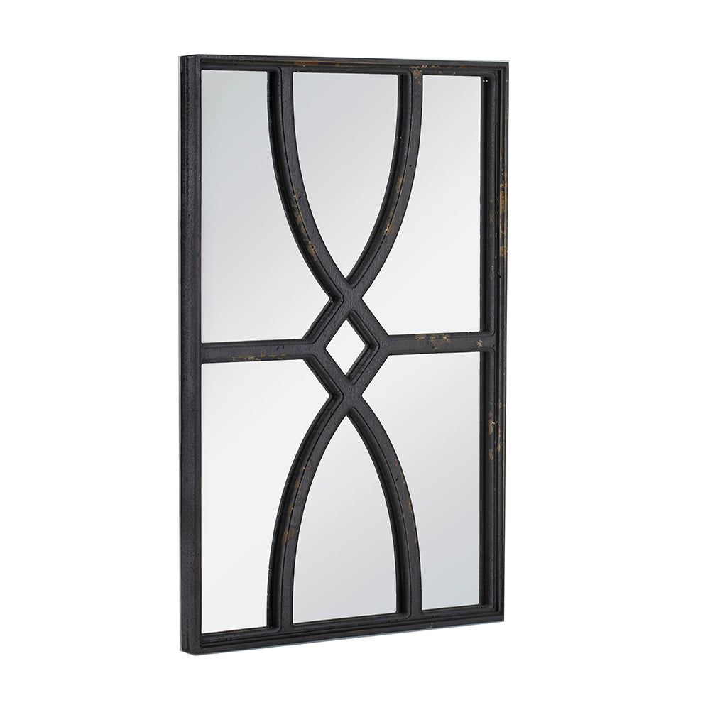 16" X 23" Rectangular Wooden Wall Mirror With Antique Black Frame, Vertical Or Horizontal Home Decor For Living Room, Set Of 2 Black Wood Glass