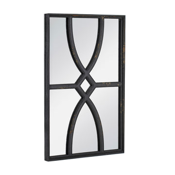 16" X 23" Rectangular Wooden Wall Mirror With Antique Black Frame, Vertical Or Horizontal Home Decor For Living Room, Set Of 2 Black Wood Glass