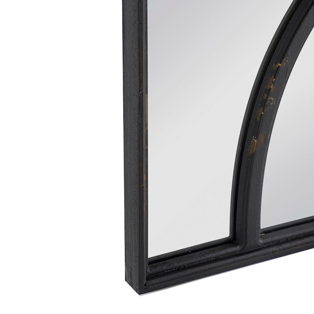 16" X 23" Rectangular Wooden Wall Mirror With Antique Black Frame, Vertical Or Horizontal Home Decor For Living Room, Set Of 2 Black Wood Glass