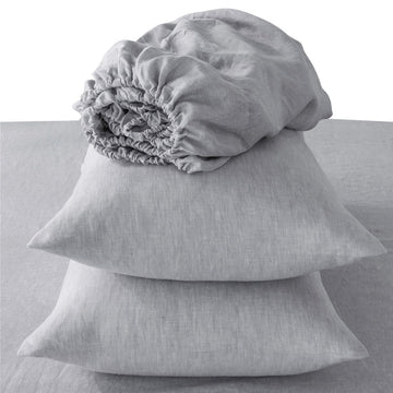 4 Pcs California King Bed Set, Premium Linen Bedding Sheets & Pillowcases, California King Bed In A Bag, Cloud Bedding Sheet & Pillowcase Sets White Linen Linen