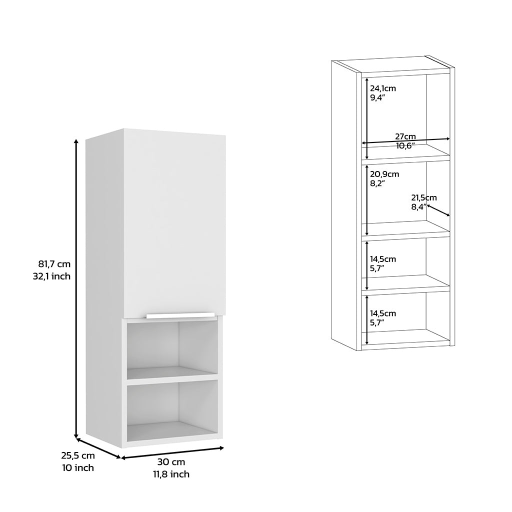Medicine Cabinet Hazelton, Open And Interior Shelves, White Finish White Particle Board