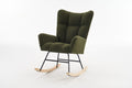 Rocking Chair Nursery, Solid Wood Legs Reading Chair With Teddy Fabric Upholsterednap Armchair For Living Rooms, Bedrooms, Offices, Best Gift,Green Teddy Fabric Green Primary Living Space Modern Rocking Chairs Polyester