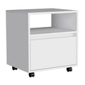 Nightstand Munyochi, One Drawer, White Finish White Particle Board
