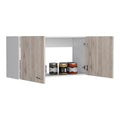 Wall Cabinet Toran, Two Shelves, Double Door, White Light Gray Finish White Particle Board