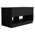 Storage Bench Beji, Lower Shelf, Two Drawers, Black Wengue Finish Black Particle Board