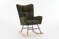 Rocking Chair Nursery, Solid Wood Legs Reading Chair With Teddy Fabric Upholsterednap Armchair For Living Rooms, Bedrooms, Offices, Best Gift,Green Teddy Fabric Green Primary Living Space Modern Rocking Chairs Polyester