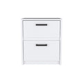 Nightstand Chequered, Two Drawes, White Finish White Particle Board