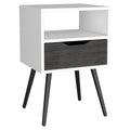 Nightstand Fugaz, Open Shelf, Single Drawer, Smokey Oak White Finish Multicolor Particle Board