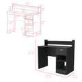Computer Desk Delmar With Open Storage Shelves And Single Drawer, Black Wengue Finish Black Particle Board