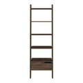 Ladder Bookcase Bull, One Drawer, Five Open Shelves, Dark Walnut Finish Walnut Particle Board
