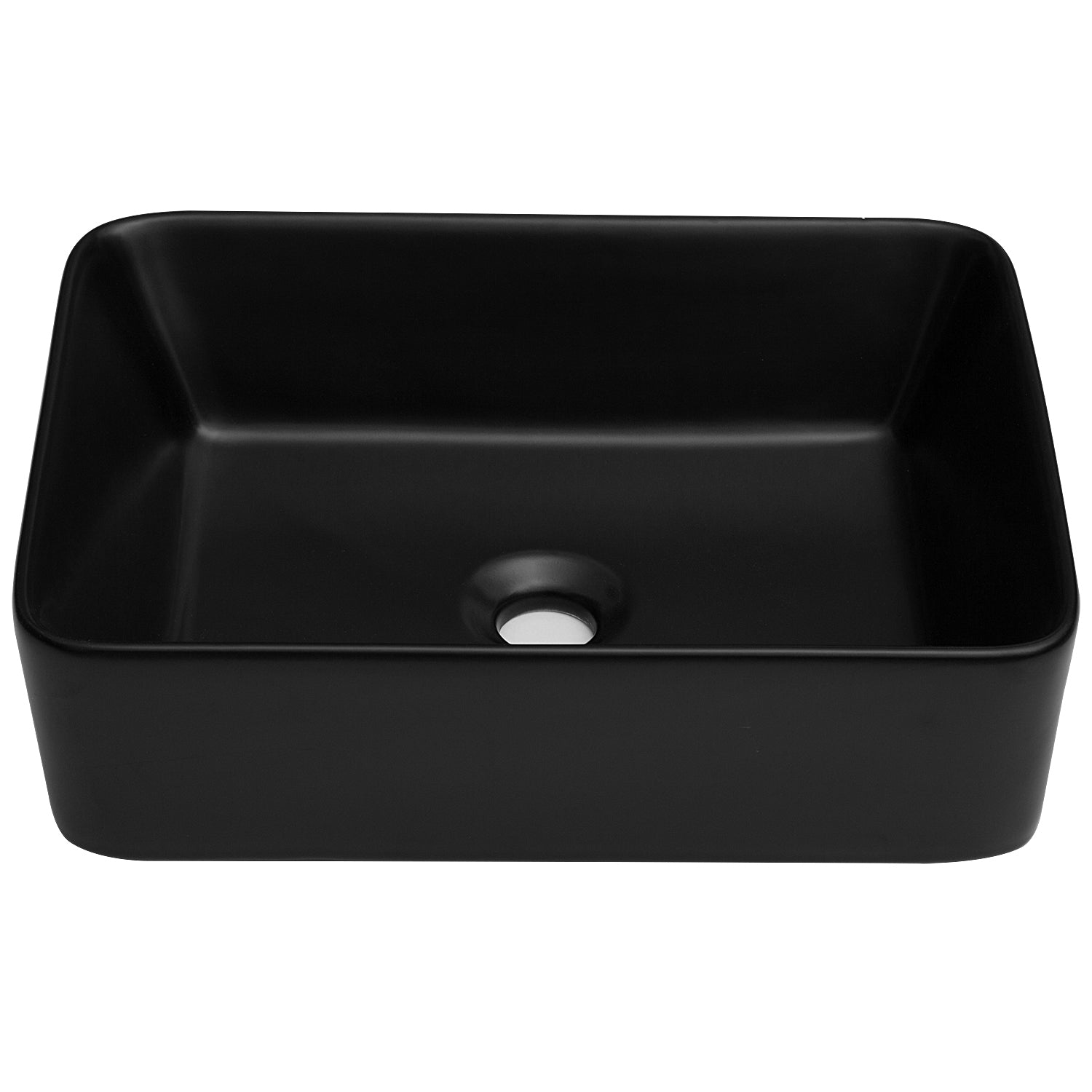 19"X15" Black Ceramic Rectangular Vessel Bathroom Sink Black Ceramic