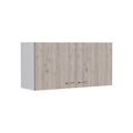 Wall Cabinet Toran, Two Shelves, Double Door, White Light Gray Finish White Particle Board