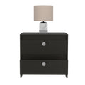 Nightstand Dreams, Two Drawers, Black Wengue Finish Black Particle Board