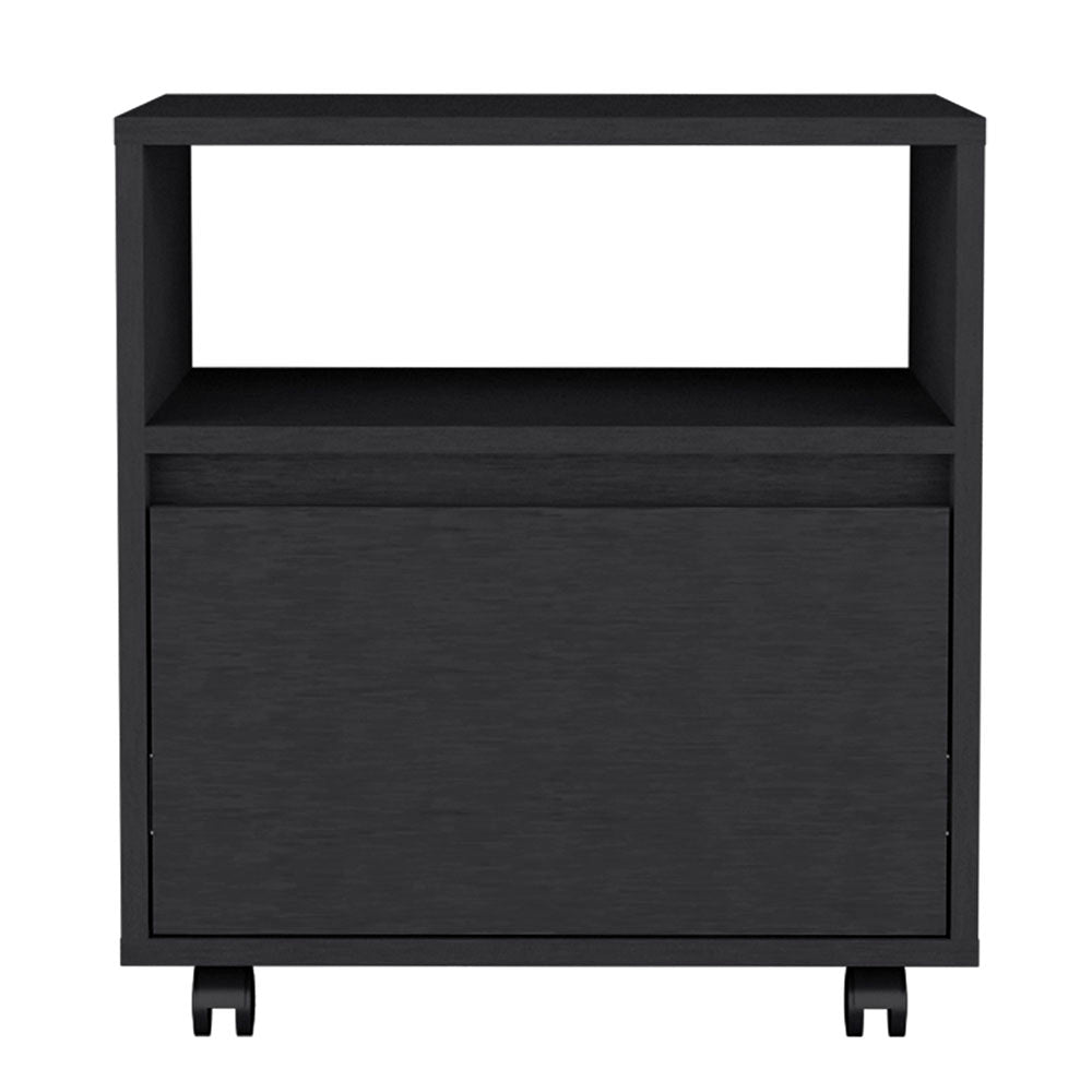 Nightstand Munyochi, One Drawer, Black Wengue Finish Black Particle Board