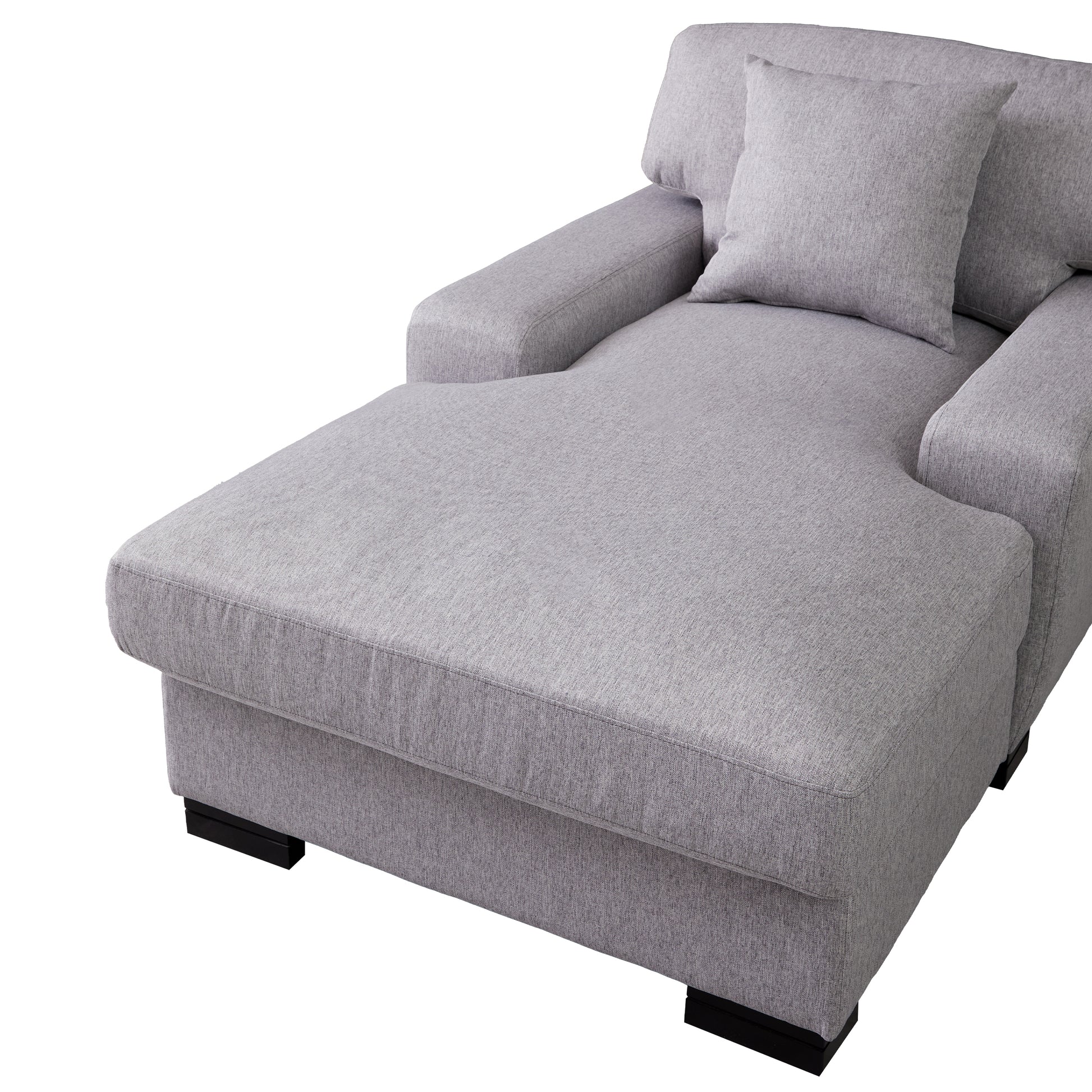 Modern Mid Century Indoor Oversized Chaise Lounger Comfort Sleeper Sofa With Pillow And Soild Wood Legs, Linen, Gray Gray Linen