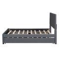 Full Size Upholstered Platform Bed With 2 Drawers And 1 Twin Size Trundle, Classic Headboard Design, Gray Gray Linen