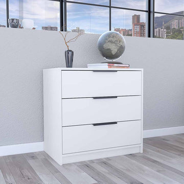 3 Drawers Dresser Maryland, Superior Top, White Finish White Particle Board
