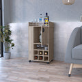 Bar Cart With Casters Reese, Six Wine Cubbies And Single Door, Light Gray Finish Light Gray Particle Board