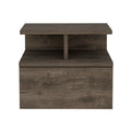 Floating Nightstand Flopini, One Drawer, Dark Walnut Finish Dark Brown Particle Board
