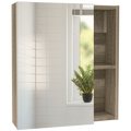 Medicine Cabinet Mirror Clifton, Five Internal Shelves, Pine Finish Walnut Particle Board