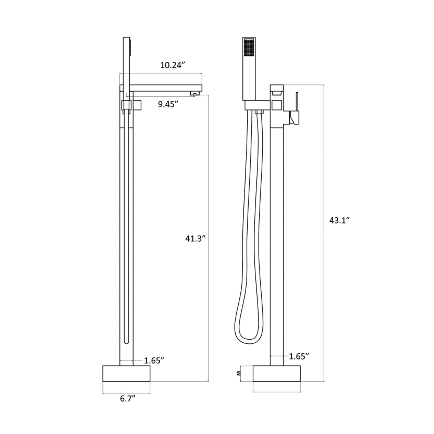 Freestanding Bathtub Faucet With Hand Shower Oil Rubbed Bronze Metal