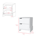 Nightstand Brookland, Bedside Table With Double Drawers And Sturdy Base, White Finish White Particle Board