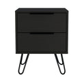 Nightstand Skyoner 2, Harpin Legs, Two Drawers, Black Wengue Finish Black Particle Board