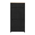 Functional Entryway Organizer With 2 Flip Drawers, Wood Grain Pattern Top Shoe Cabinet With Drawer, Free Standing Shoe Rack With Adjustable Panel For Hallway, Black Freestanding 3 4 Drawers Black