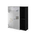 Medicine Cabinet Mirror Clifton, Five Internal Shelves, Black Wengue Finish Black Particle Board