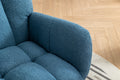 Rocking Chair With Pocket, Soft Teddy Fabric Rocking Chair For Nursery, Comfy Wingback Glider Rocker With Safe Solid Wood Base For Living Room Bedroom Balcony Blue Blue Casual Foam Teddy