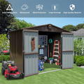 Outdoor Storage Shed 8.2' X 6.2', Metal Steel Utility Tool Shed Storage House With Double Lockable Doors & Air Vents For Backyard Patio Garden Lawn Brown Brown Metal