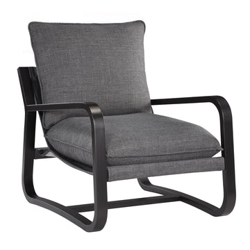 Blaire Sling Chair Upholstered In Charcoal Fabric With Metal Frame Charcoal Foam Polyester