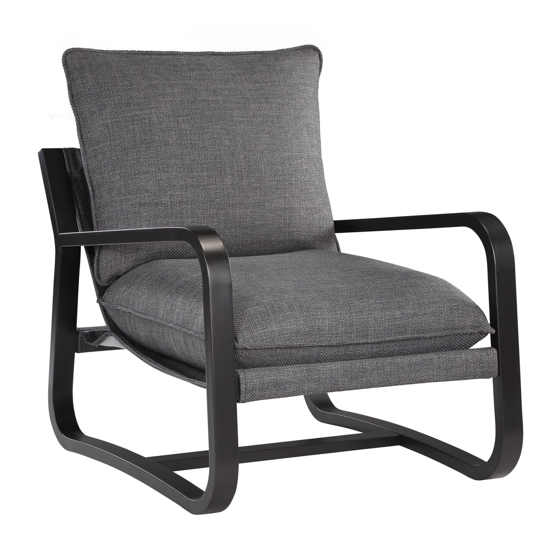 Blaire Sling Chair Upholstered In Charcoal Fabric With Metal Frame Charcoal Foam Polyester
