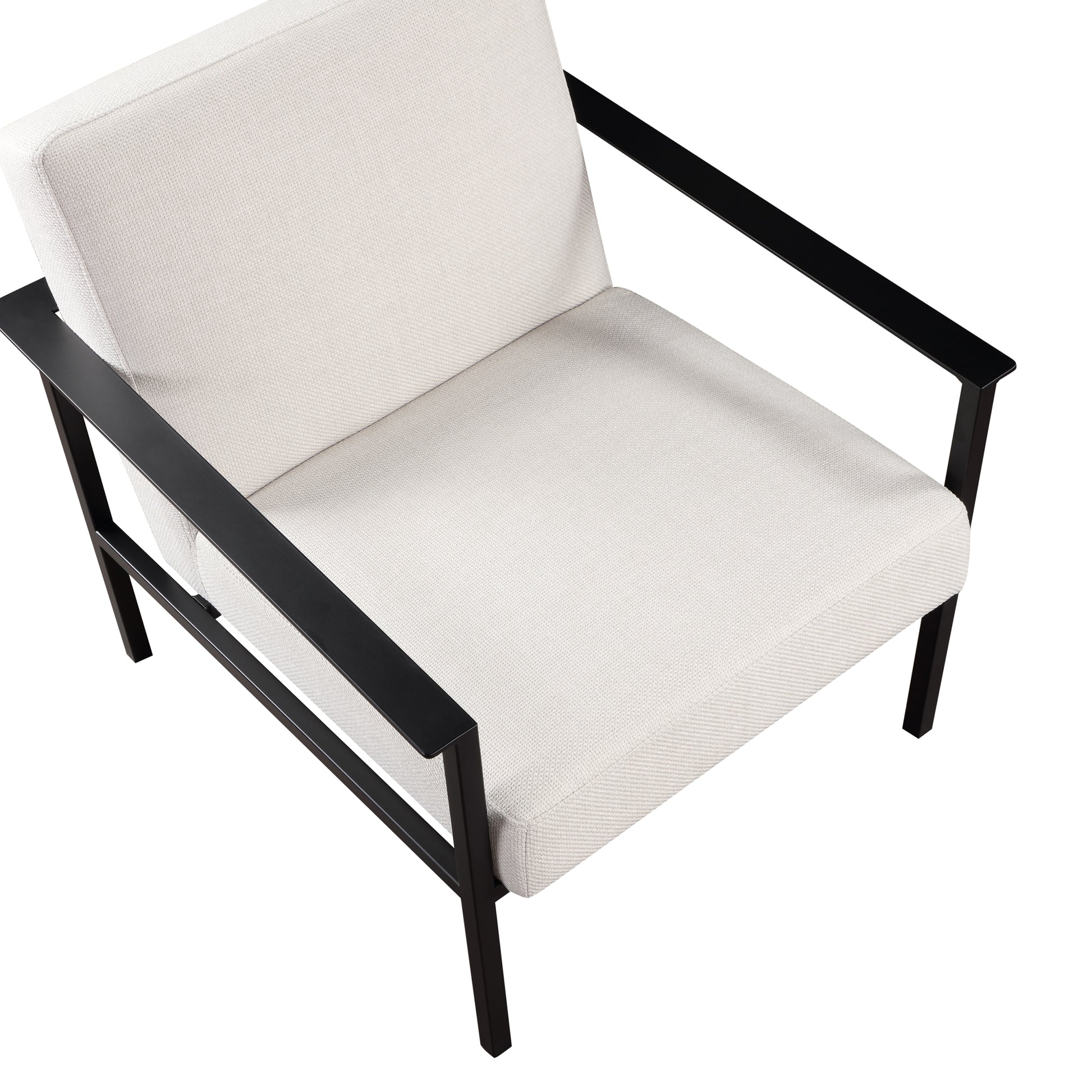 Millie Oatmeal White Stationary Metal Accent Chair Off White Foam Polyester