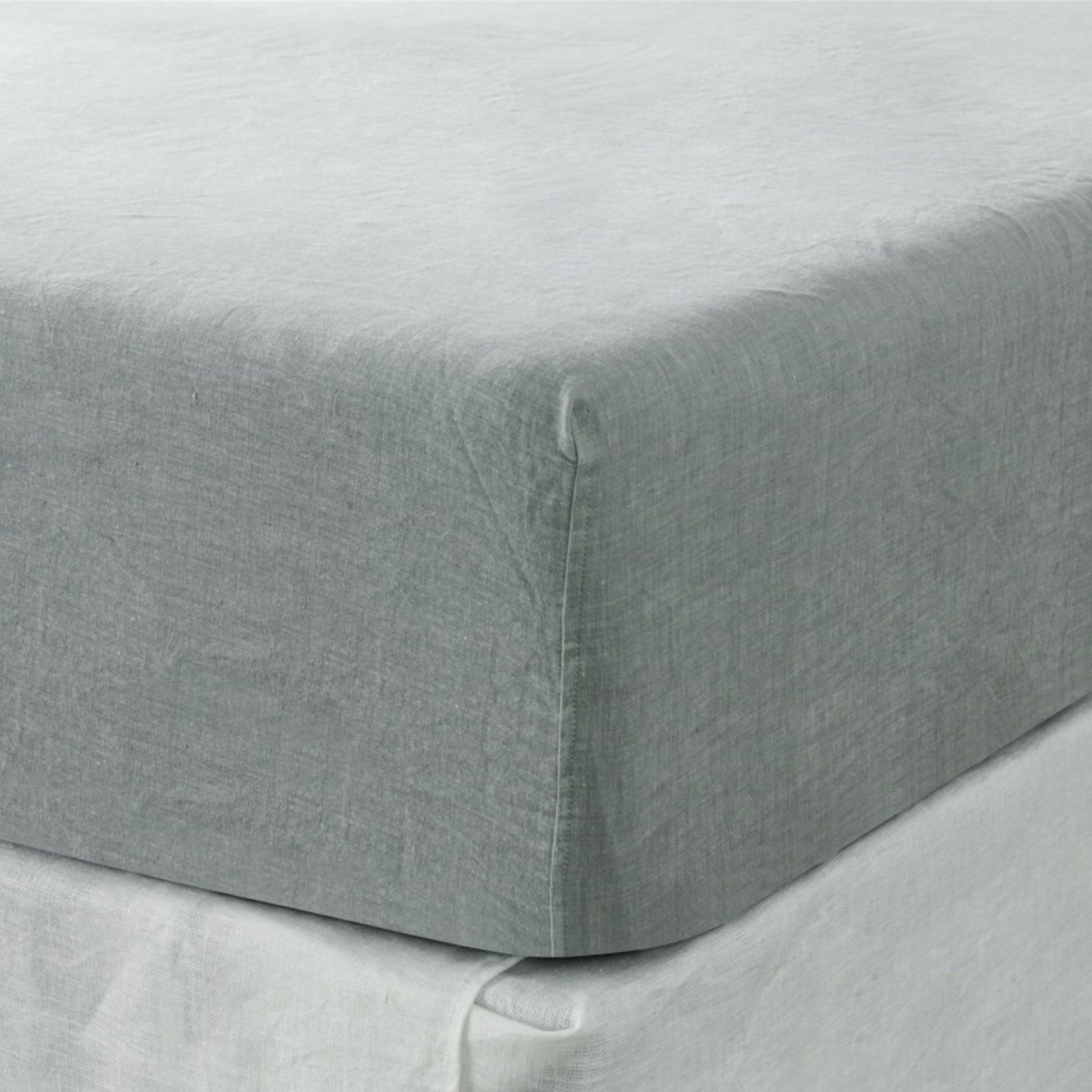 Fitted Queen Sheet 1 Pc, Bed Sheets Queen Size, Linen Sheets Queen Size, Hotel Sheets,& Fade Resistant Queen Sheets, Sea Glass Grey Linen Linen