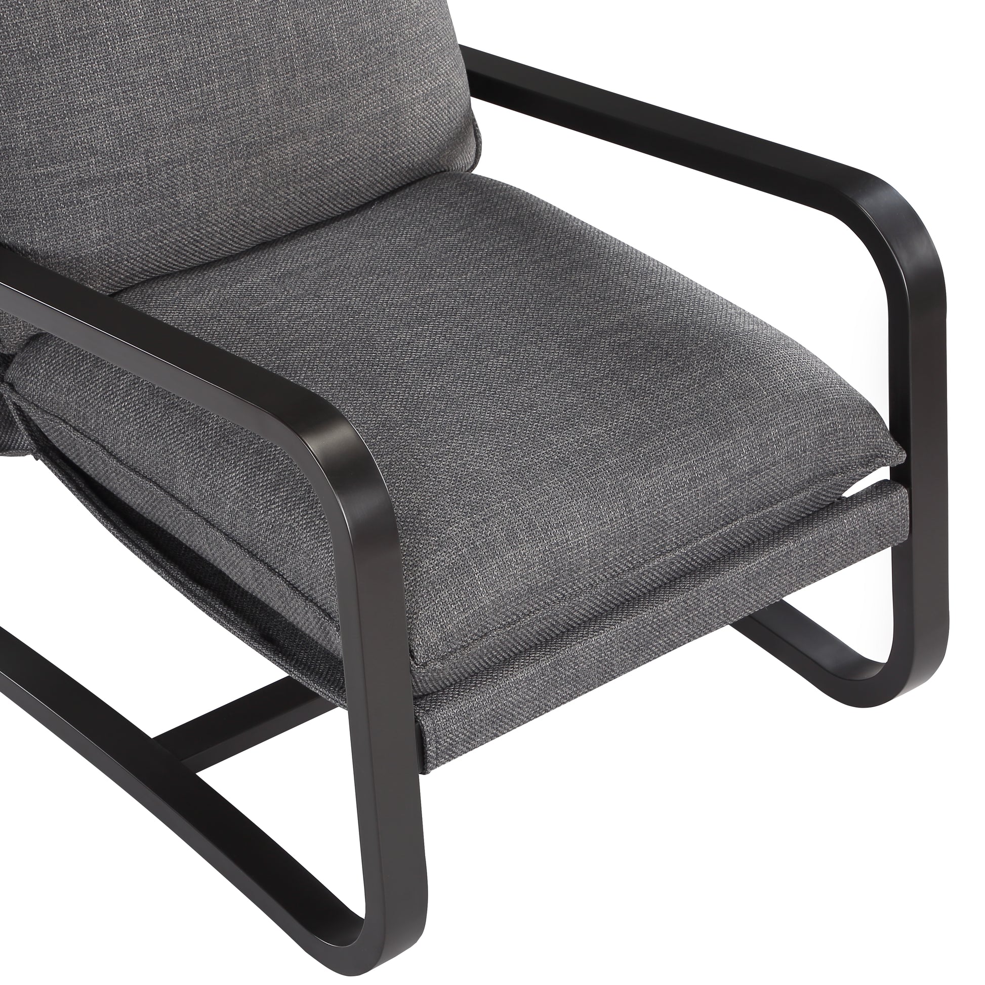 Blaire Sling Chair Upholstered In Charcoal Fabric With Metal Frame Charcoal Foam Polyester