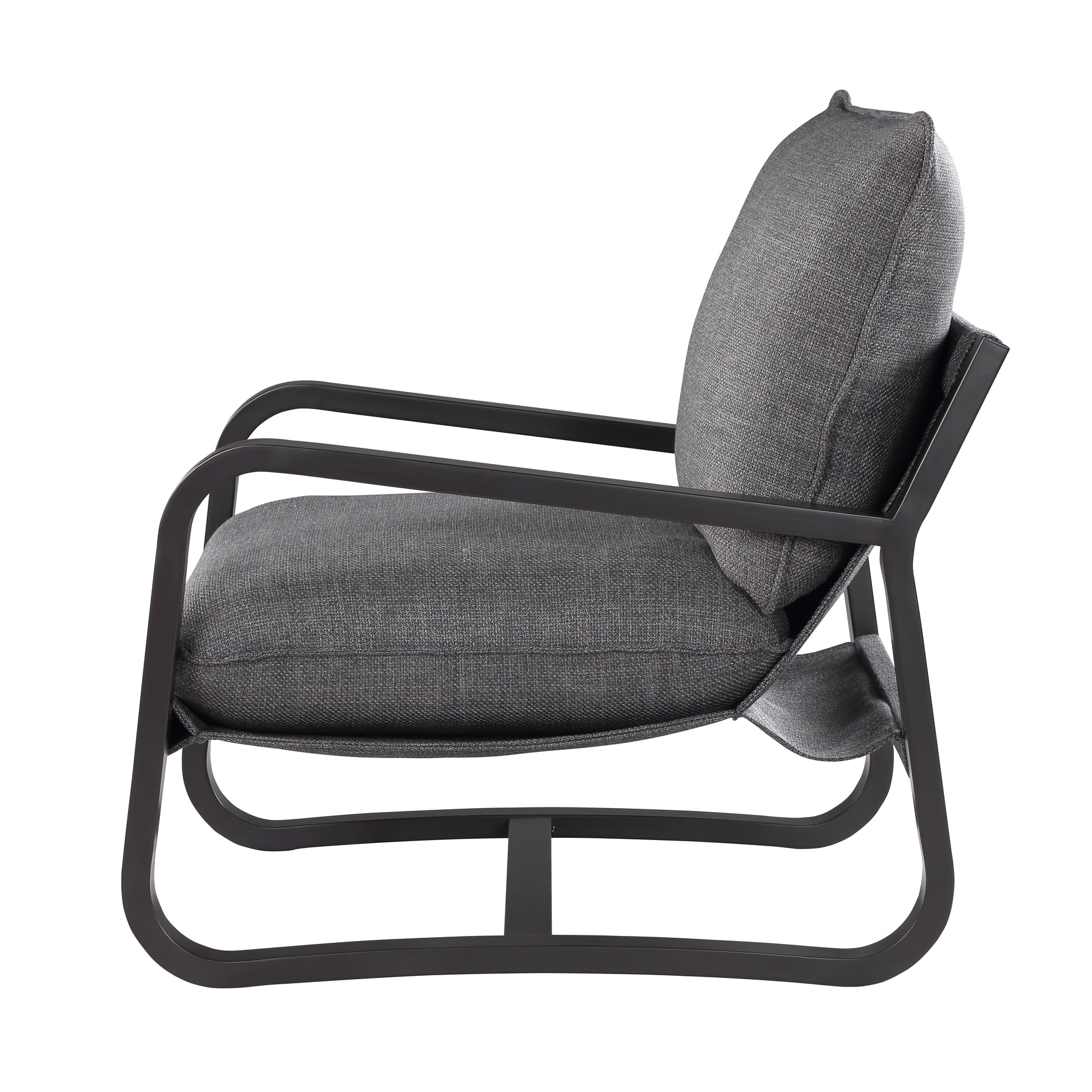 Blaire Sling Chair Upholstered In Charcoal Fabric With Metal Frame Charcoal Foam Polyester
