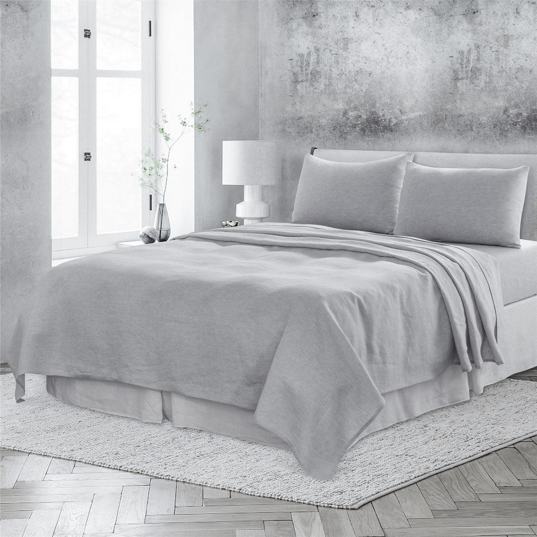 4 Pcs California King Bed Set, Premium Linen Bedding Sheets & Pillowcases, California King Bed In A Bag, Cloud Bedding Sheet & Pillowcase Sets White Linen Linen