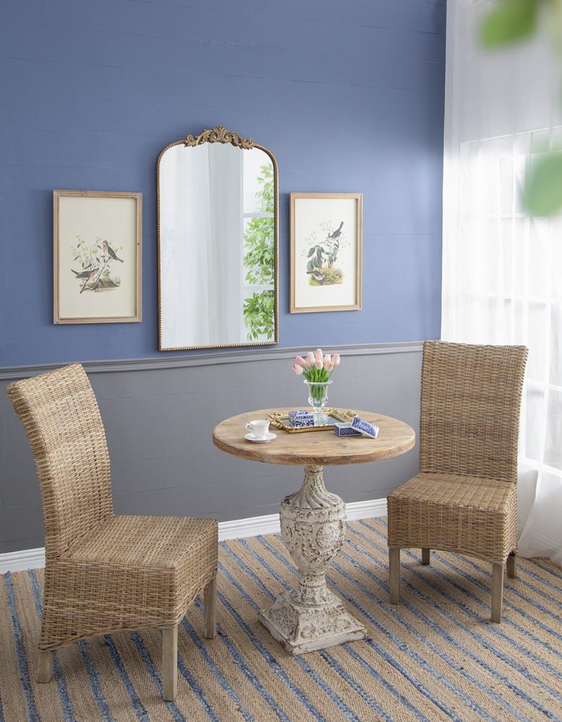 30X31" Antique Round Wood Table Antique White Gray Primary Living Space Antique,French Country,Retro,Rustic,Vintage Magnesium Oxide