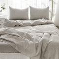 4 Pcs Bedding Sets Queen, Premium Linen Bedding Sheets & Pillowcases, Queen Bedding Sets, Greige Bedding Sheet & Pillowcase Sets Greige Linen Linen