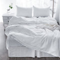 4 Pcs King Bedding Set, Premium Linen Bedding Sheets & Pillowcases, Bed In A Bag King Size Bed Set, White Bedding Sheet & Pillowcase Sets White Linen Linen