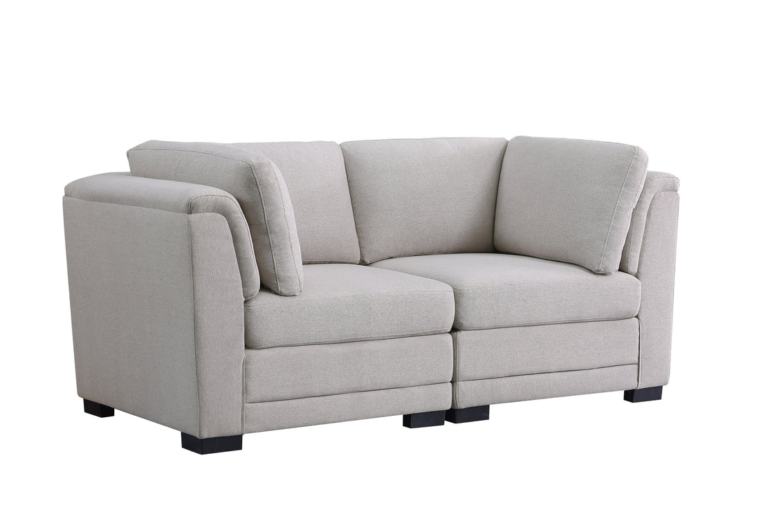 Kristin 70.5" Light Gray Linen Fabric Loveseat Light Gray Linen