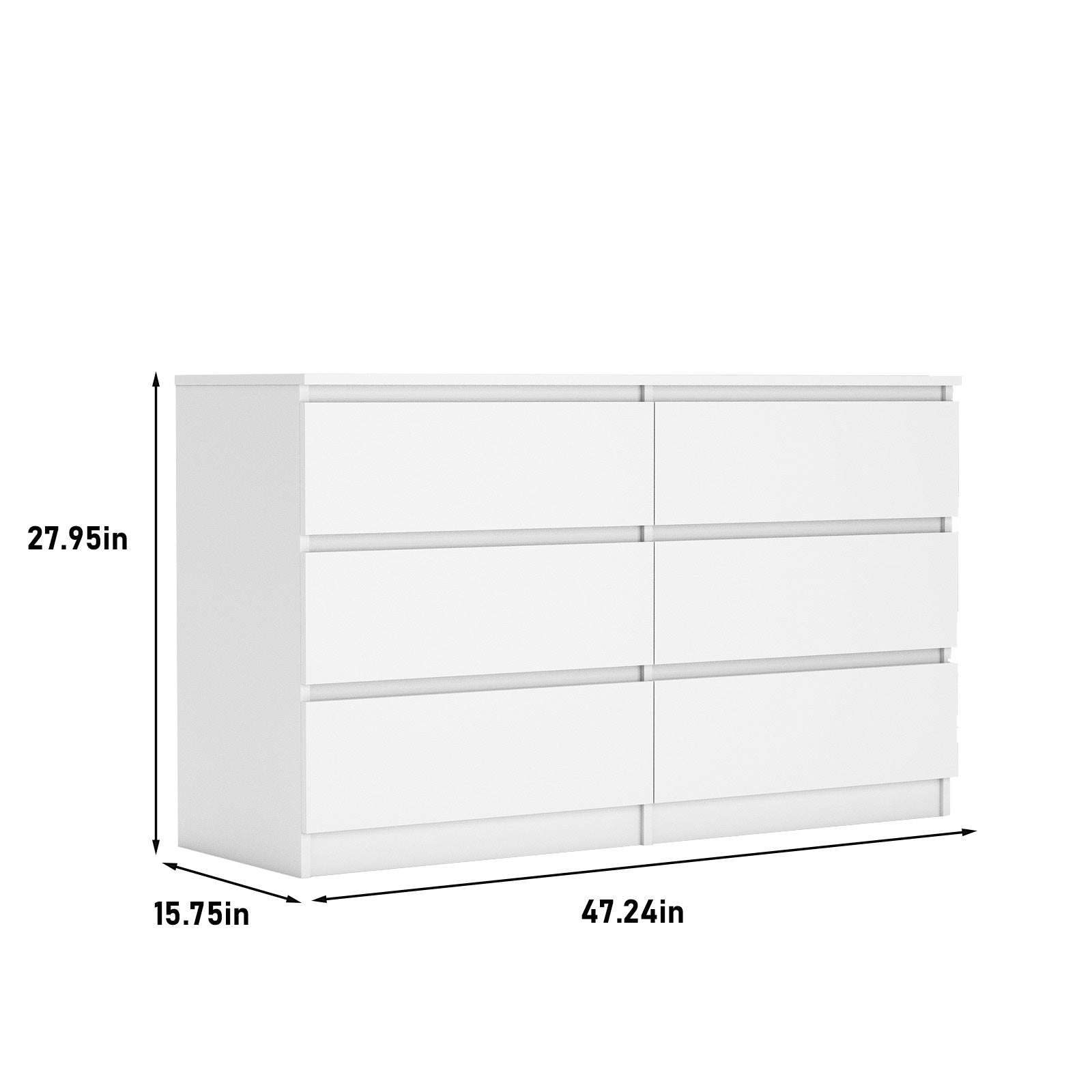 Large 6 Drawers Chest Of Drawer Dressers Table White Drawer 5 Drawers & Above Bedroom Extra Deep Drawers American Design,American Traditional,Antique,Art Deco,Artsy 6 White Particle Board