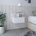 Floating Nightstand Flopini, One Drawer, White Finish White Particle Board