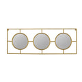 3 Mirror Piece Wall Mirror In Gold Rectangular Frame, Home Wall Decor For Bedroom Living Room, 43