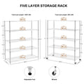 Warehouse, Supermarket,Kitchen,And Other 5 Layer Heavy Duty Adjustable Shelves With Wheels And Adjustable Feet,Each Metal Frame Bearing 300 Pounds. 59.45